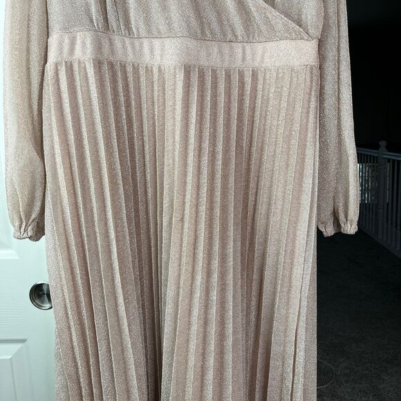 Maxi SHEIN Long Sleeve Women’s Dress Pleated Blush Pink Size 3XL #652 - Picture 5 of 16
